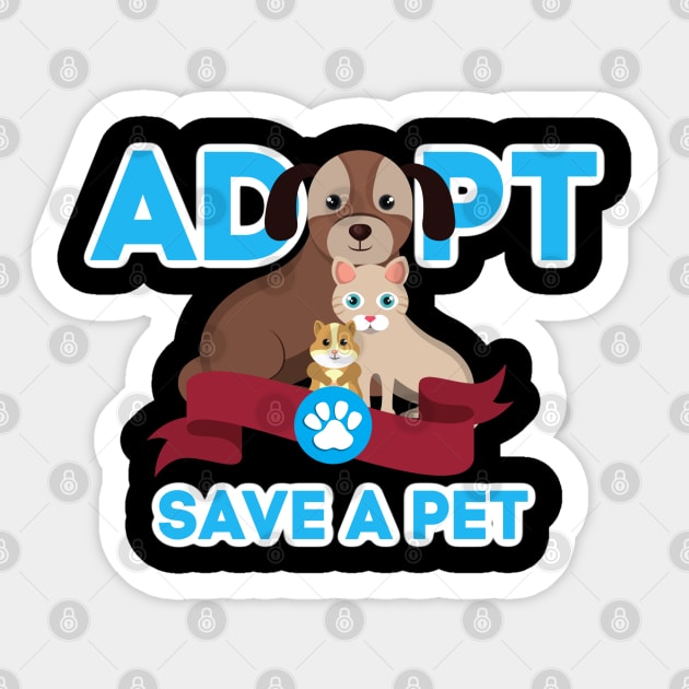 Adopt Save A Pet Shirt Cat Dog Animals Rescue Gift Sticker by TabbyDesigns